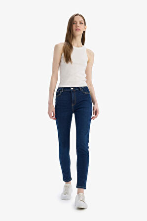 Rebeca Skinny Fit Yüksek Bel Düz Paça Uzun Jean Taş Yıkama Pantolon