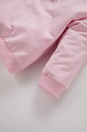 DeFacto Kız Bebek 2'li Takım Bisiklet Yaka Çiçek Baskılı Sweatshirt Beli Lastikli Eşofman Altı C2504A525SPPN441