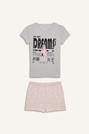 Kız Çocuk Regular Fit Desenli 2'li Pijama Takımı