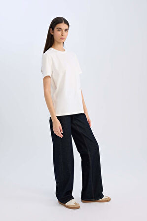 Relax Fit Bisiklet Yaka Basic Düz Premium Kısa Kollu Tişört