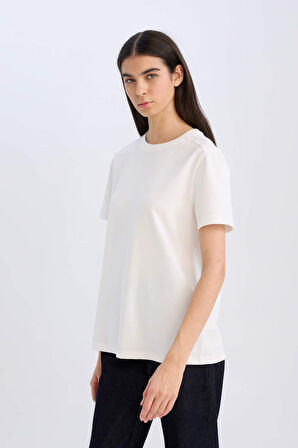 Relax Fit Bisiklet Yaka Basic Düz Premium Kısa Kollu Tişört