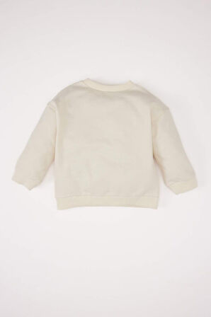 Kız Bebek Bisiklet Yaka Baskılı Sweatshirt