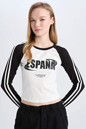 DeFacto Coool Fitted Fitilli Kaşkorse Uzun Kollu Tişört D9856AX24WNBK81