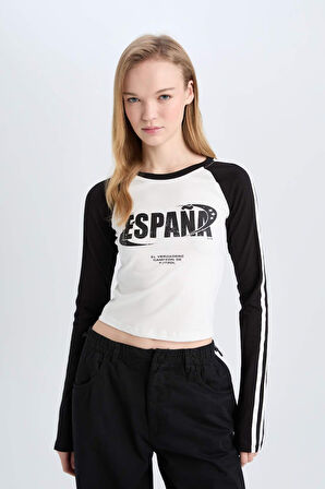 DeFacto Coool Fitted Fitilli Kaşkorse Uzun Kollu Tişört D9856AX24WNBK81