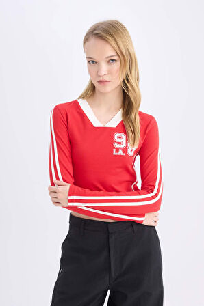 DeFacto Coool Fitted Sırt Baskılı Uzun Kollu Tişört D9855AX24WNRD79