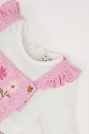 DeFacto Kız Bebek 2'li Takım Bisiklet Yaka Uzun Kollu Üst Askılı Salopet Elbise D9326A525SPPN444