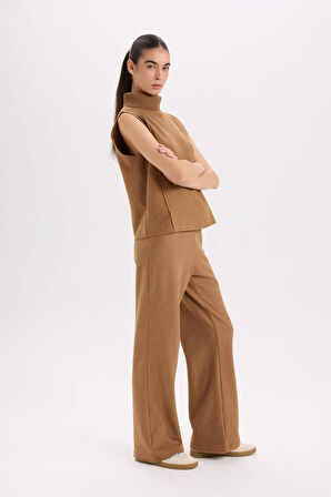 DeFacto Wide Leg Kışlık Pantolon Beli Lastikli Bağcıklı Geniş Bol Paça D9815AX24WNBN553