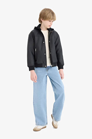 Erkek Çocuk Su İtici Kolej Yaka Bomber Pelüş Astar Mont