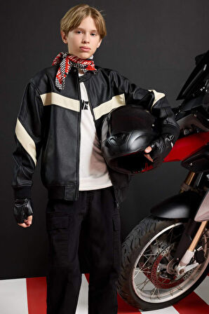 Erkek Çocuk Su Geçirmez Kolej Yaka Bomber Mont