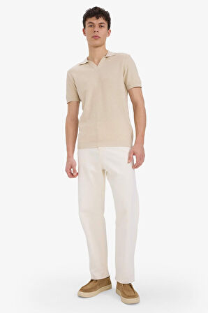 DeFacto Regular Fit Polo Yaka Pamuklu Keten Görünümlü Yazlık Kısa Kollu Gömlek D7531AX25SPER42