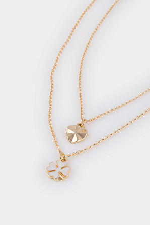 Kadın 2'li Gold Kolye