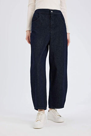 DeFacto Barrel Fit Beli Lastikli Bilek Boy Cepli Yumuşak Jean Pantolon E3873AX25SPNM82