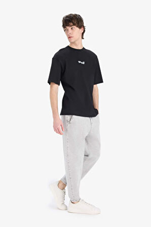 DeFacto %100 Pamuk Dragon Ball Boxy Fit Bisiklet Yaka Sırt Baskılı Kısa Kollu Tişört E1011AX25SMBK81