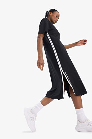 DeFactoFit NBA Los Angeles Lakers Oversize Geniş Kalıp Kısa Kollu Pike Midi Elbise