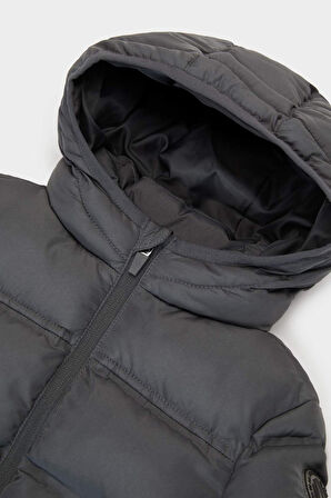 Erkek Bebek Kapüşonlu Fermuarlı Mont