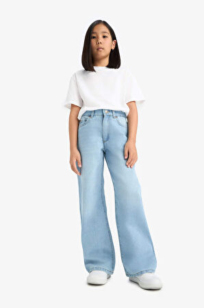 Kız Çocuk Straight Wide Standart Paça Jean Pantolon