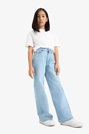 Kız Çocuk Straight Wide Standart Paça Jean Pantolon