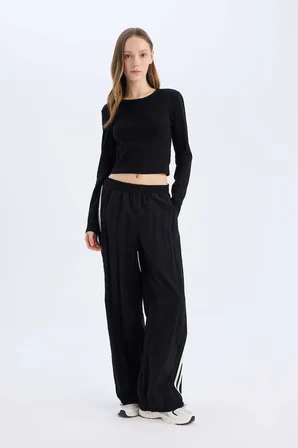 Coool Fitted Basic Düz Ribana Uzun Kollu Tişört