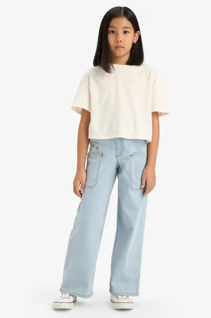 DeFacto Paperbag Kargo Geniş Paça Jean Pantolon Kız Çocuk E5883A825AUNM63