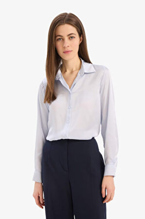 DeFacto Regular Fit Saten Uzun Kollu Gömlek Z2989AZ25SPBE250