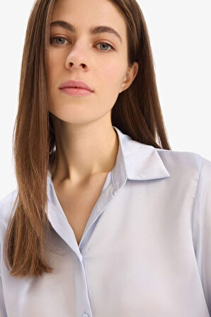 DeFacto Regular Fit Saten Uzun Kollu Gömlek Z2989AZ25SPBE250