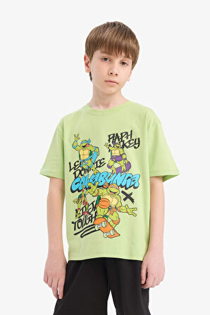 DeFacto Erkek Çocuk Ninja Turtles-Retro Pijama Takımı Kısa Kollu Üst Şort E6965A825HSGN597