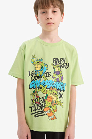 DeFacto Erkek Çocuk Ninja Turtles-Retro Pijama Takımı Kısa Kollu Üst Şort E6965A825HSGN597