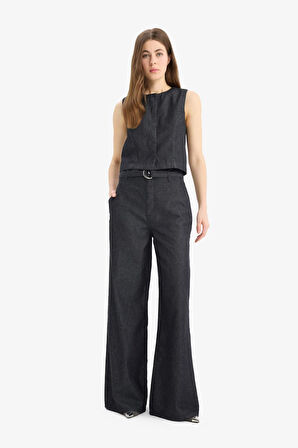 Wide Leg Yüksek Bel Geniş Paça  Uzun Jean Pantolon