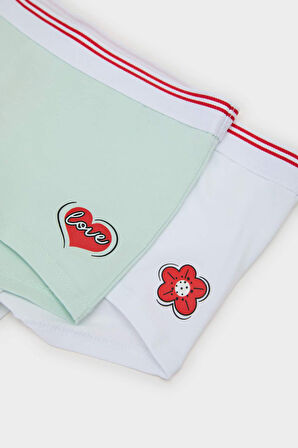 Kız Çocuk Çiçekli 2'li Boxer