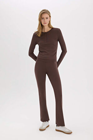 Coool Fitted Ribana Basic Düz Uzun Kollu Tişört