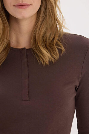 Coool Fitted Ribana Basic Düz Uzun Kollu Tişört