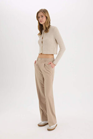 DeFacto Wide Leg Kumaş Pantolon Çift Cepli Normal Bel Standart Boy D5066AX25SPBG644