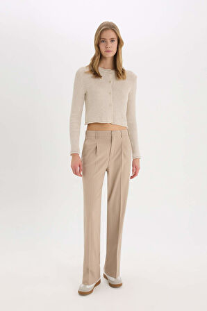 DeFacto Wide Leg Kumaş Pantolon Çift Cepli Normal Bel Standart Boy D5066AX25SPBG644