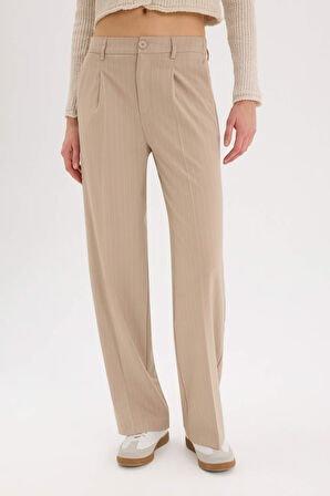 DeFacto Wide Leg Kumaş Pantolon Çift Cepli Normal Bel Standart Boy D5066AX25SPBG644