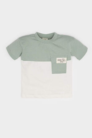 DeFacto Erkek Bebek Bisiklet Yaka Renk Bloklu Kısa Kollu Tişört B9261A525SMGN1107