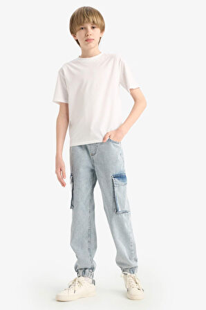 Erkek Çocuk Kargo Cepli Esnek Bantlı Jogger Paça Jean Pantolon