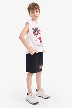 DeFacto Erkek Çocuk NBA Chicago Bulls 2'li Takım Kapüşonlu Kolsuz Tişört Beli Lastiki Şort E7104A825HSWT34