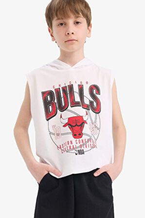 DeFacto Erkek Çocuk NBA Chicago Bulls 2'li Takım Kapüşonlu Kolsuz Tişört Beli Lastiki Şort E7104A825HSWT34
