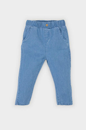 DeFacto Erkek Bebek 2'li Takım Desenli Flamlı Poplin Kısa Kollu Gömlek Beli Lastikli Jean Pantolon E7725A525SPER105