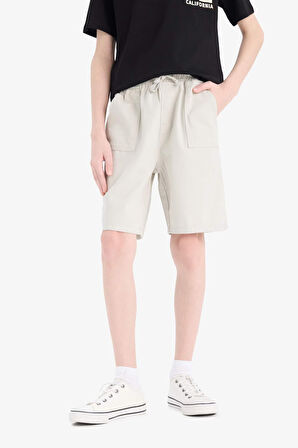 DeFacto Erkek Çocuk Beli Lastikli Cepli Gabardin Şort E7333A825HSGR498