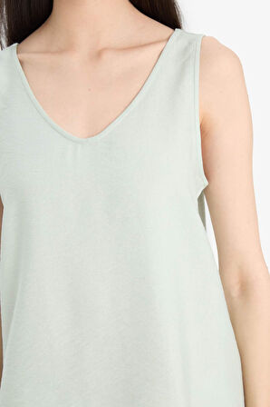 Regular Fit V Yaka Kolsuz Bluz