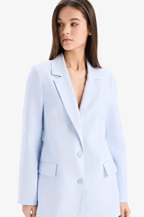 Loose Fit Kruvaze Yaka Düğmeli Blazer Ceket