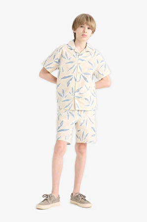 DeFacto Erkek Çocuk Oversize Geniş Kalıp Polo Yaka Poplin Kısa Kollu Gömlek E5830A825HSBG354