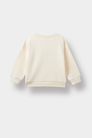 Defacto E9230A5ER42 Ekru Erkek Bebek Bisiklet Yaka Dinozor Baskılı İçi Yumuşak Tüylü Sweatshirt