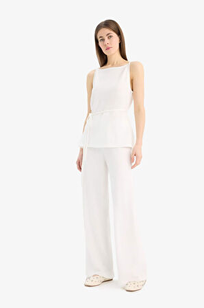 Wide Leg Geniş Paça Basic Düz Pike Pantolon