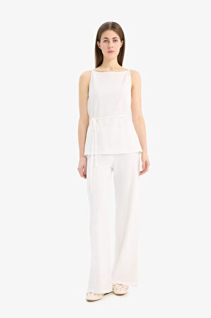 Wide Leg Geniş Paça Basic Düz Pike Pantolon