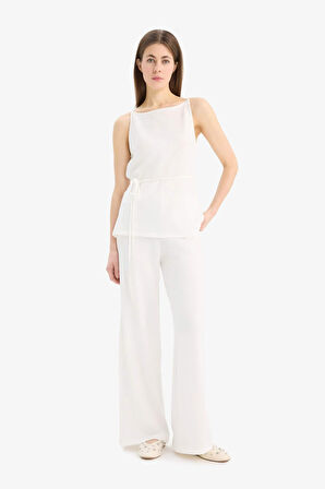 Wide Leg Geniş Paça Basic Düz Pike Pantolon