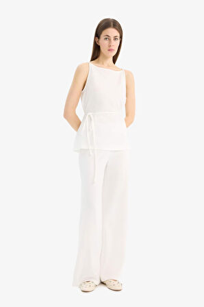 Wide Leg Geniş Paça Basic Düz Pike Pantolon