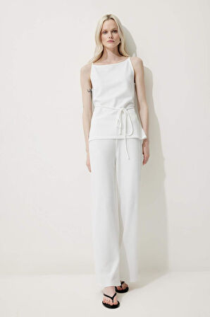 	Wide Leg Geniş Paça Basic Düz Pike Pantolon