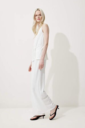 	Wide Leg Geniş Paça Basic Düz Pike Pantolon